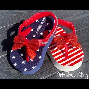 Rhinestone Embellished Baby Girl Flip Flops 🇺🇸